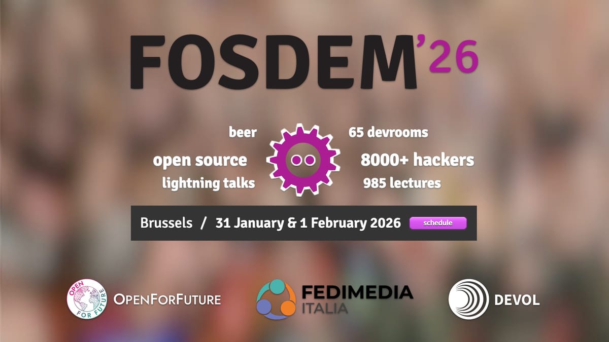 Saremo al FOSDEM 🇧🇪 – aiutaci a portare il Fediverso italiano a Bruxelles